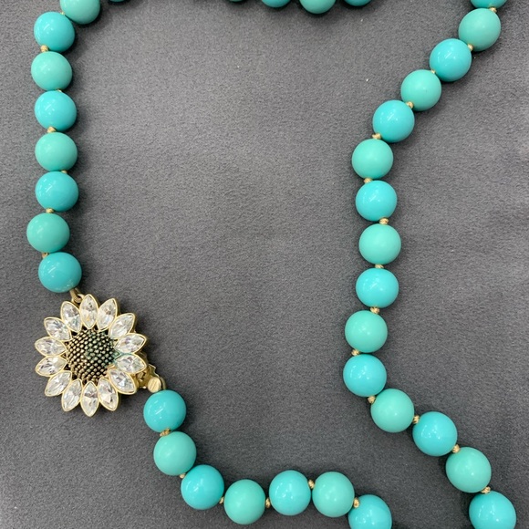 Necklace Fossil Turquoise Crystals Daisy - Picture 4 of 5